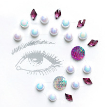 Custom Glitter Face Crystal Self Adhesive Face Jewelry Stickers,Crystal Face Gems Sticker